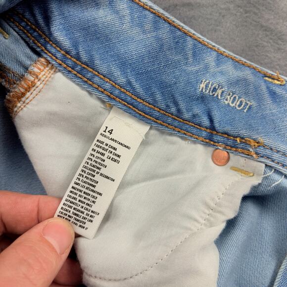 American Eagle Kick Boot Jeans Women's Size 14 Blue Stretch Denim Light Wash Mid - Picture 5 of 10